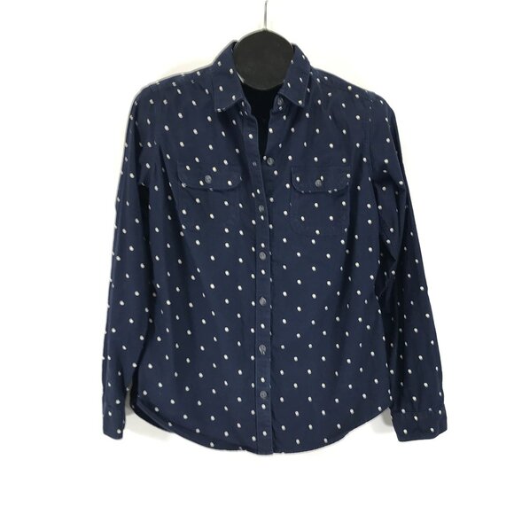Eddie Bauer Long Sleeve Button Up Shirt Women's Medium Polka Dot Print Career - Picture 1 of 10